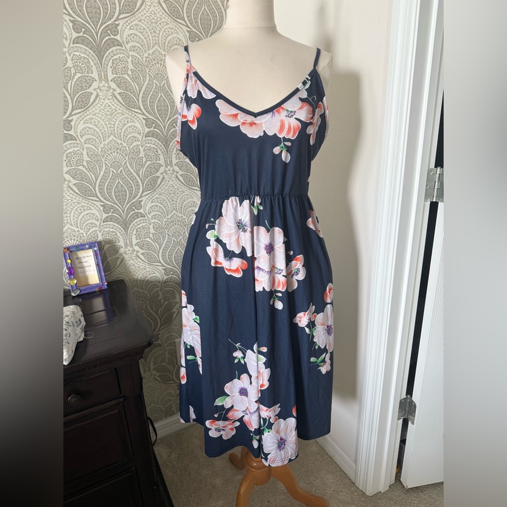 Floral Navy Midi Dress